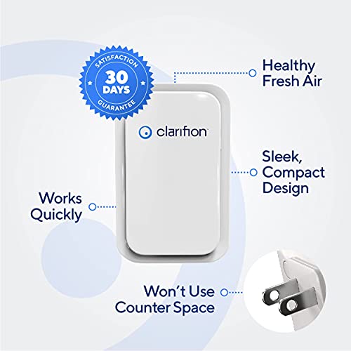Clarifion - Negative Ion Generator with Highest Output (10 Pack) Filterless Mobile Ionizer & Travel Air Purifier, Plug in, Eliminates: Pollutants, Allergens, Germs, Smoke, Bacteria, Pet Dander & More
