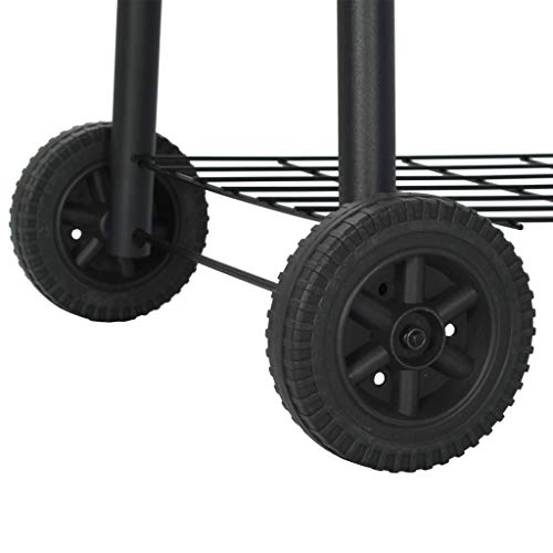 Tbest Portable BBQ Charcoal Grill Offset Smoker Combo with Wheels,Barbeque Cooker Smoker,Outdoor Cooking for Backyard Patio Camping Home,Black