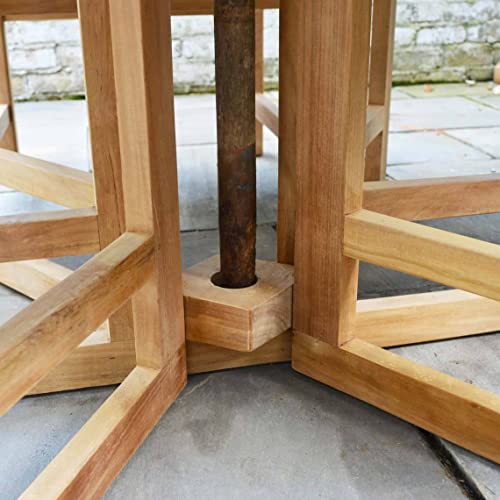 TITAN GREAT OUTDOORS Grade A Teak 59 in Round Dining Table Drop Leaf Indoor Outdoor