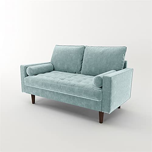 Kingway Furniture Velvet Genoa Living Room Loveseat in Grayish Cyan