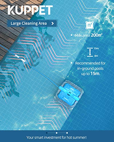 Kenwell Professional Automatic Pool Vacuum Cleaner - Pool Cleaner with Large Filter Basket and Tangle-Free Swivel Cord for Bottom of The Pool, Cleans Floors, Walls and Steps