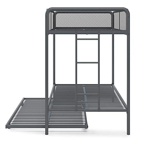 DHP Triple Metal Bunk Bed Frame, Gray, Twin