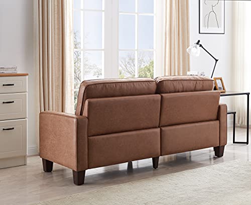 MODERION Loveseat Sofa, 70” L Sofa Bed with Solid Wood Frame, Couches with Technology Fabric, Easy Assembly 2-seat Sofa for Living Room,Office,Small Space Yellowish Brown TSF21202LT