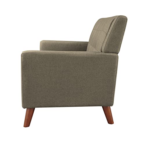 Evelyn Mid Century Modern Fabric Loveseat, Mocha