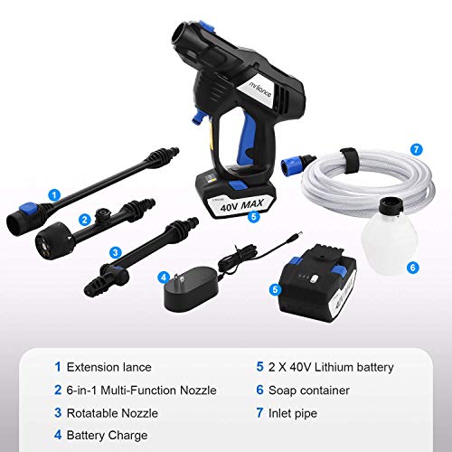 mrliance Pressure Washer 40V Cordless Power Washer M5233 Power Washer Cleaner, MAX 960 PSI Pressure Washer with Accessories 2 Batteries and Charger Included