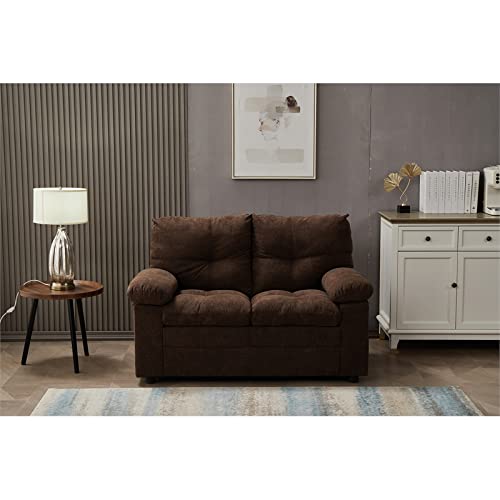 Kingway Furniture Plaencia Linen Living Room Loveseat in Brown