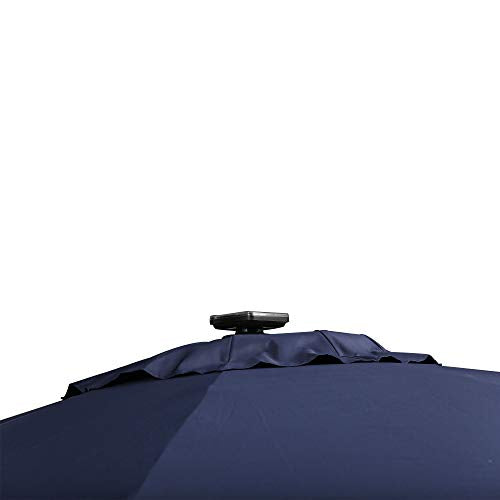 Outsunny 10' Offset Cantilever Patio Umbrella with LED Lights, Solar Panels, & UV-Fighting Polyester Canopy, Blue