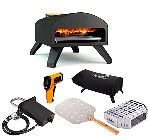 Bertello Outdoor Pizza Oven Everything Bundle - Gas, Wood & Charcoal Fired Outdoor Pizza Oven. Portable Pizza Oven
