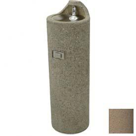 Murdock GUF99 Pedestal Mounted Fountain, Round Stone, Brass Bubbler, Brown Concrete