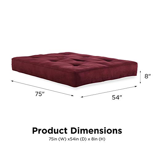 DHP 8 Inch Independently Encased Coil Futon Mattress, Red Microfiber