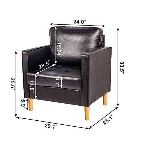 YDF Black Leather Sectional Sofa Set of 3 Loveseat and Single Leather Love Seats Stitching Tufted Cushion Suitable for Small Space Configuration Sofa, Office Meeting Room Couch