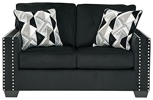 Signature Design by Ashley Gleston Glam Loveseat with Nailhead Trim, Black