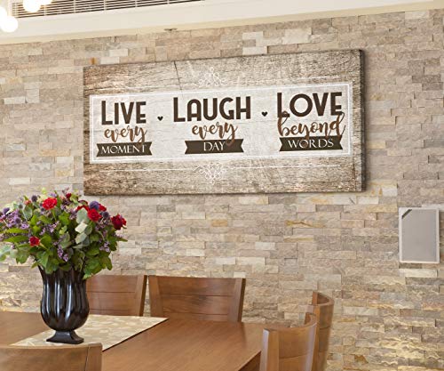 Live, Laugh, Love Quote Living Room Wall Art Canvas 24 x 48 inch