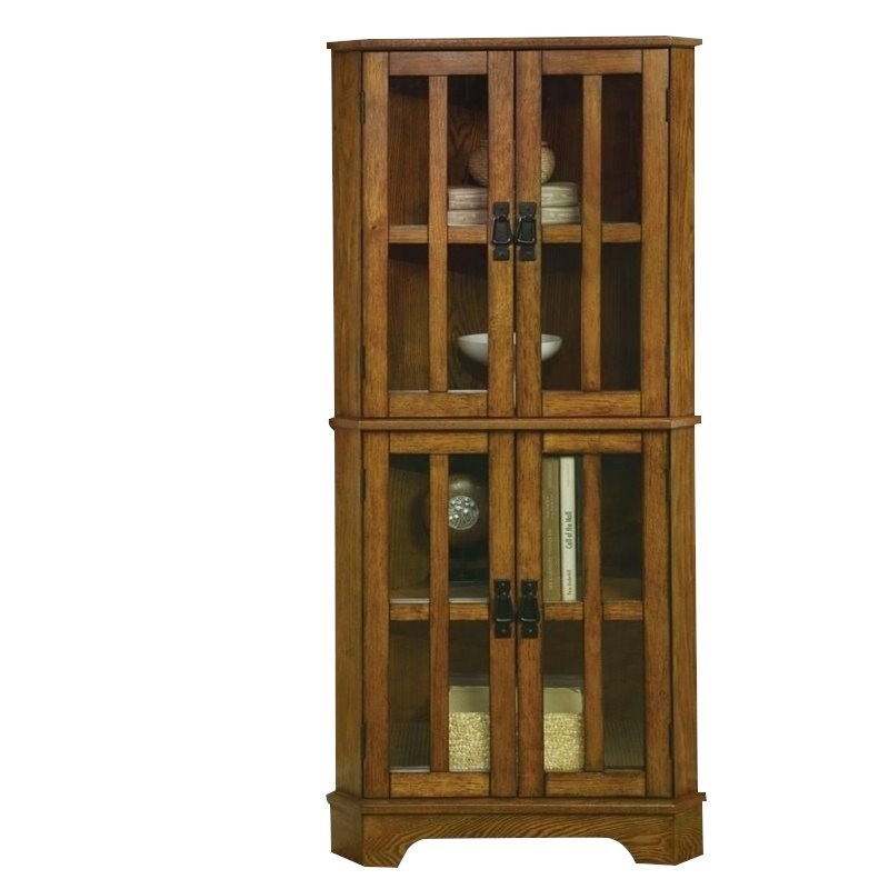 Coaster 4 Shelf Corner Curio Cabinet in Golden Brown