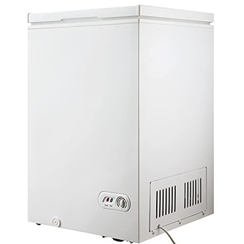 3.5 cu.ft Chest Freezer Removable Storage Basket, Top Open Door Freezing Machine for Home and Kitchen/Dorm/Bar/Office, 7 Temperature Settings