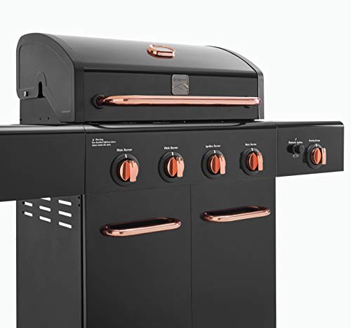 Kenmore PG-40409S0LB-2-AM 4 Burner Outdoor Patio Gas BBQ Grill, Black and Gold