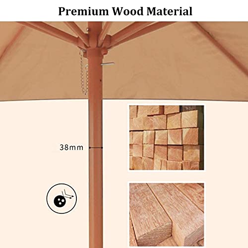 2.7m/8.9ft Large Patio Table Umbrella, with Wood Pole & 8 Ribs, Orange/Pink Striped Beach Parasol for Garden/Backyard/Pool, UV 50 + (Color : Pink, Size : 2.7m×2.5m/8.9ft×8.2ft)