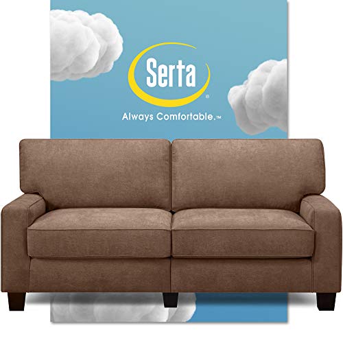 Serta Palisades Upholstered Sofas for Living Room Modern Design Couch, Straight Arms, Soft Fabric Upholstery, Tool-Free Assembly - 73