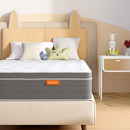 Sweetnight 10 Inch Full-Size Mattress In a Box - Sleep Cooler with Euro Pillow Top Gel Memory Foam, Individually Wrapped Pocket Springs Hybrid Mattresses for Motion Isolation, Full Size, Island
