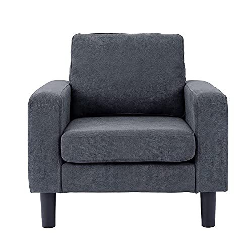 Panana Living Room Sofa Set 2 Piece Fabric Sofa Couch Set, 3 Seat Sofa& Single Arm Chair, Grey