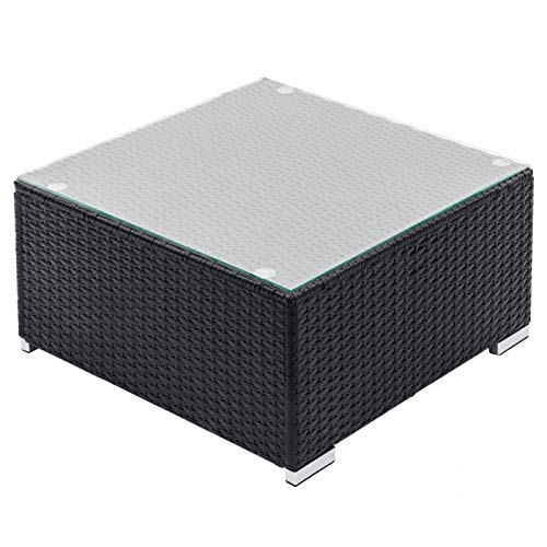 YBFD Couch Living Room Sectional Couches Fully Equipped Weaving Rattan Sofa Set, 2pcs Corner Sofa & 4pcs Middle Sofa& 1 pc Coffee Table Black Embossed - Woven Rattan