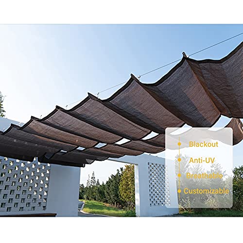 LSXIAO Stylish Retractable Shade Cover Kit, Wave Drop Canopy, Breathable Heat and Light Filtering Complete Installation Accessories for Wood Pergola, Gazebo, Patio, Deck