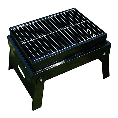 FQX Outdoor Barbecue Grill, Charcoal Grill Thickening Folding Stove Portable Outdoor Household Charcoal Cooking Grill (Color : Black, Size : 38.529)