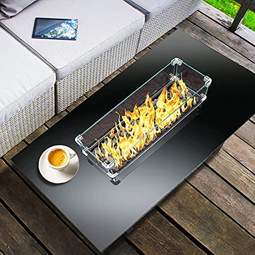 CUREALLSO 43 Inch Propane Fire Pit, 60,000BTU Auto-Ignition Gas Fire Pit Table with Glass Wind Guard, CSA Approved, 6.6 Pounds Lava Stone for Outdoor Garden Patio Backyard Deck Poolside