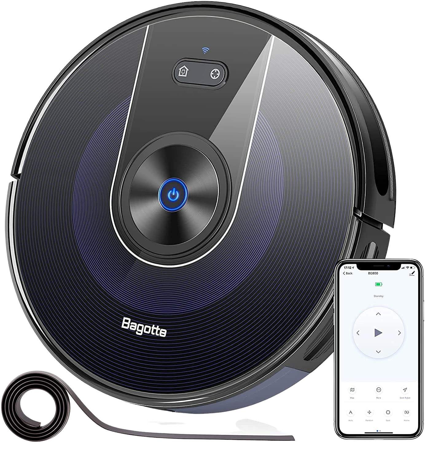 Bagotte BG800 2200PA Wi-Fi Robotic Vacuum Wet/Dry Cleaner New