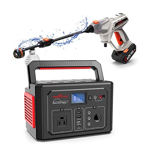 ROCKPALS Cordless Pressure Washer, 2 x 40V Batteries and ROCKPALS 350W Portable Power Station, 288Wh Powered Generator Lithium Battery Pack
