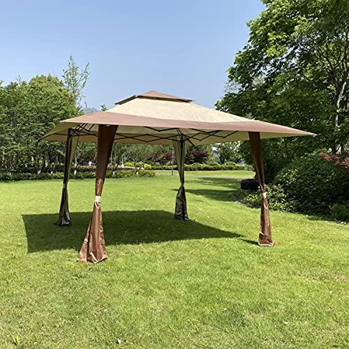 GEEDOOWIN Outdoor 13x13 Ft Canopy,Patio Pop-up Folding Gazebo Canopy Tent with Corner Curtain,Shelter for Backyard,Party,Camping,Coffee