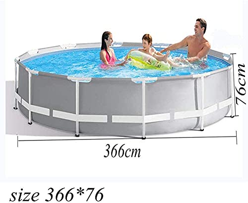 RSQJ Metal Frame Pool Round Frame Above Ground Pool Pond Family Swimming Pool Metal Frame Structure Pool 366 ×76 cm