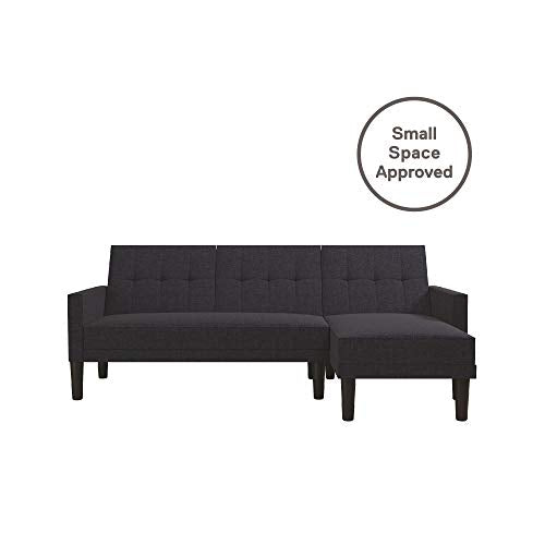 DHP Haven Small Space Sectional Futon Sofa, Blue Linen