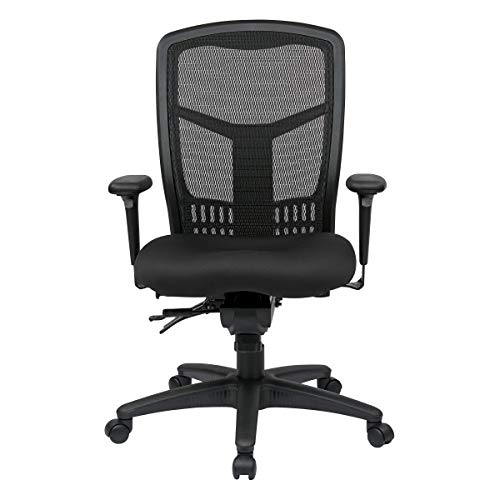Office Star ProGrid High Back Managers Chair with Adjustable Arms, Multi-Function and Seat Slider (Black)