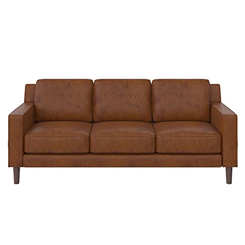 DHP Brynn 3 Seater Sofa, Camel Faux Leather