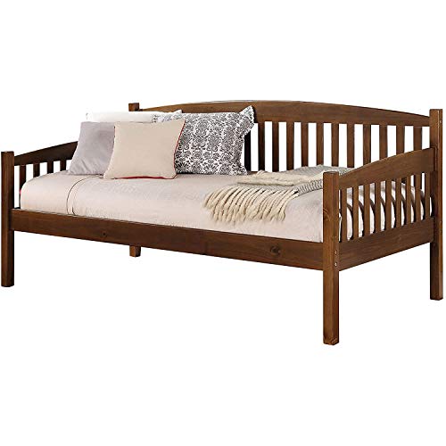 Twin Size Daybed, Harper&Bright Designs Solid Wood Daybed Frame with Side Arm, Square Poster Legs, No Box Spring Needed Sofa Bed Support Base for Twin Mattress, Ideal for Living Room, Guest Room