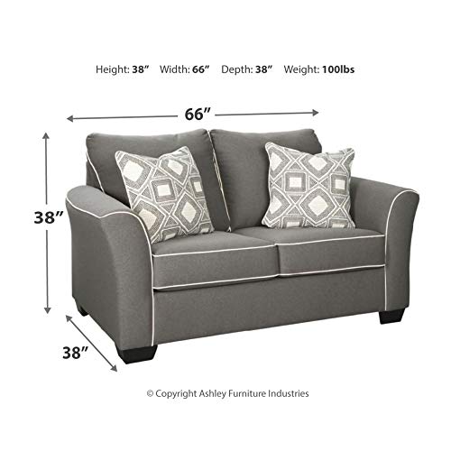 Signature Design by Ashley - Domani Loveseat w/ 2 Accent Pillows, Charcoal