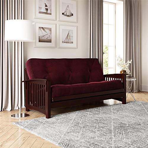 DHP 8 Inch Independently Encased Coil Futon Mattress, Red Microfiber