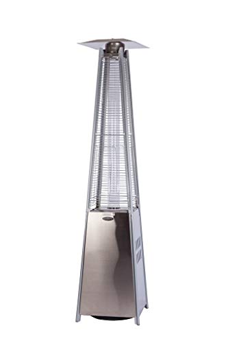 Fire Sense Stainless Steel Pyramid Flame Heater with Wheels | Beautiful Tall Flame | Uses 20 Pound Propane Tank | 40,000 BTU Output | Portable Outdoor and Patio Heat Lamp