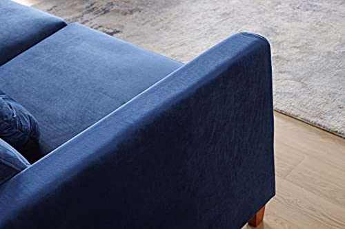 US Pride Furniture Velvet Tight Back Sofas, Dark Blue