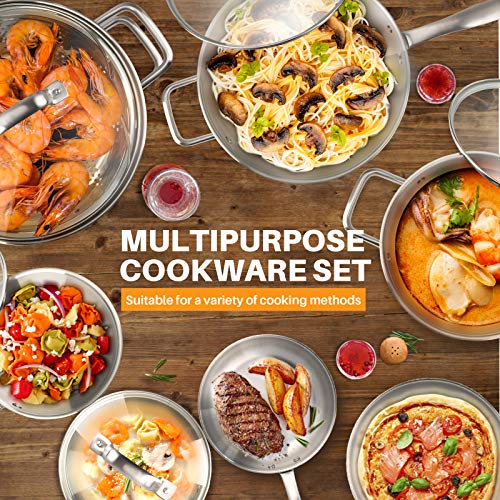 Duxtop Professional Stainless Steel Pots and Pans Set, 17PC Induction Cookware Set, Impact-bonded Technology