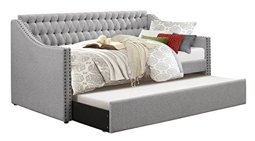 Homelegance Tulney Fabric Upholstered Daybed with Trundle, Twin, Gray