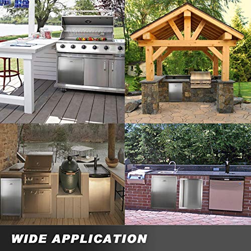 Ryan 13.6Wx26H Inch Outdoor Kitchen Trash Drawer with Pull-Out Tray and Handle Stainless Steel BBQ Trash Drawer with Sliding Rails for Outdoor Kitchen BBQ Island