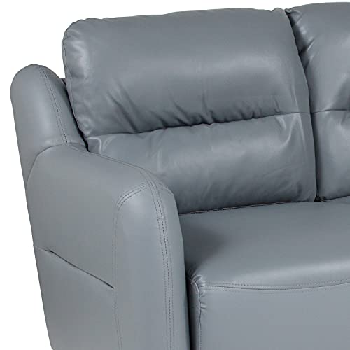 Flash Furniture Newton Hill Upholstered Bustle Back Loveseat in Gray LeatherSoft