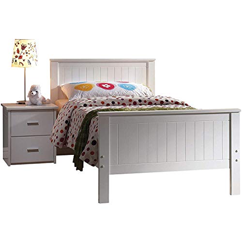 Twin Bed, Harper&Bright Designs Composite Wooden Structure Twin Size Platform Bed Frame with Headboard, Footboard and Slat Support, No Box Spring Needed, Furniture for Kids, Girls Bedroom