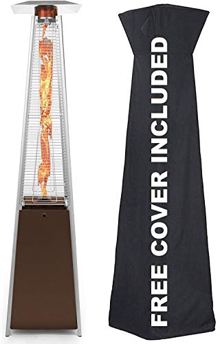 Outdoor Patio Propane Space Heater - 48,000 Btu Pyramid Propane Heater, Outdoor Heater, Portable Heater, Patio Heater Propane, W/ Wheels, Protective Cover | Avenlur(Hammered Bronze)