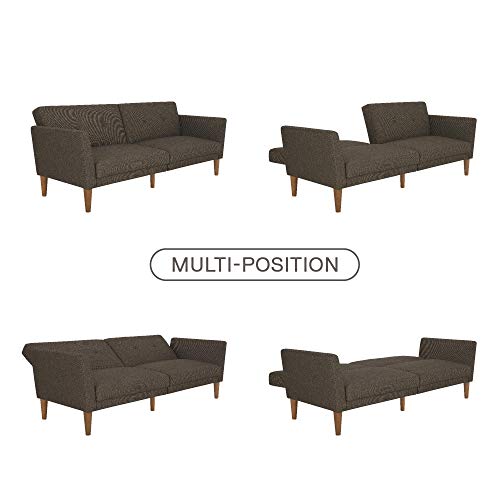 Novogratz Regal Futon with Tufted Linen Upholstery, Grey