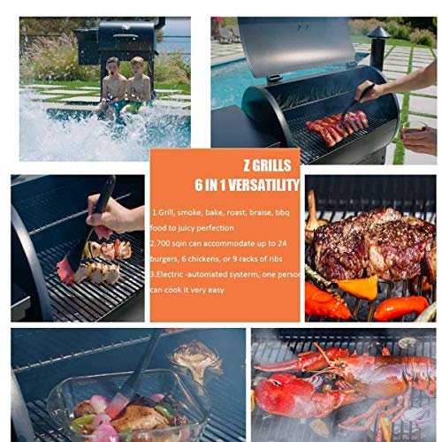 Z GRILLS Upgrade Wood Pellet Grill &Smoker 7 in 1- Electric Digital Controls BBQ Pellet Grill With Auto Temperature Control 550sq in Black