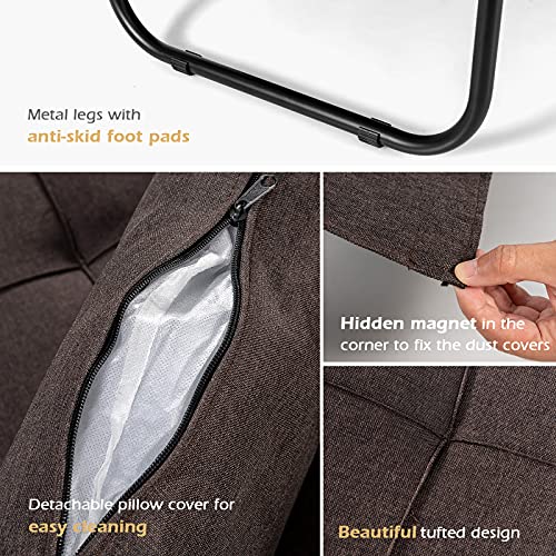 Giantex Sofa Bed Convertible Sleeper Adjustable Recliner Chair 4 in 1 Multi-Function 6-Position Backrest Ottoman Guest Bed Sofa Couch with Waist Pillow No Assembly (Brown)