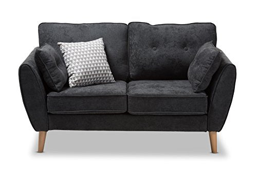 Baxton Studio Manuela Loveseat, Dark Grey